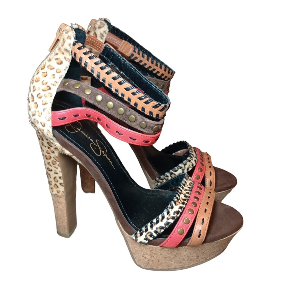 Jessica Simpson Platform Heels Size 8.5 Multi-Color/Animal Print Fur